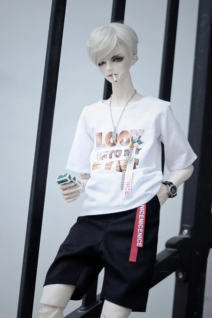 

BJD doll top spring style is suitable for 1/3 1/4 MSD DD casual T-shirt white letter ribbon doll accessories