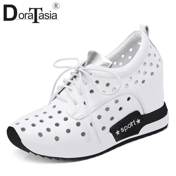 

DORATASIA New Comfort Genuine Leather Shoes Sneakers Women 2019 Summer Elegant Women High Shoes Woman Height Increasing 32-40