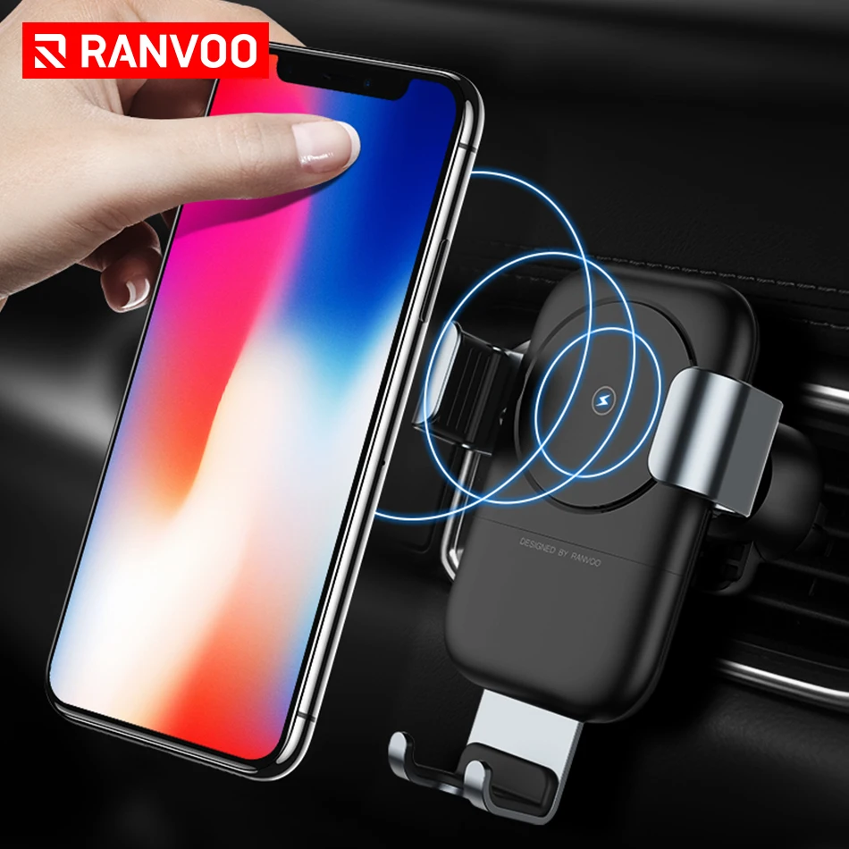 Ranvoo Car Mount Qi Wireless Charger For Iphone X 8 Plus 10w Fast