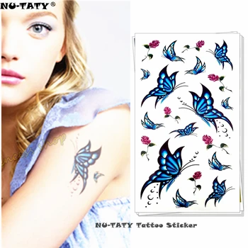 

Nu-TATY Blue Lover Butterfly Temporary Tattoo Body Art Arm Flash Tattoo Stickers 17*10cm Waterproof Painless Tatto Sticker