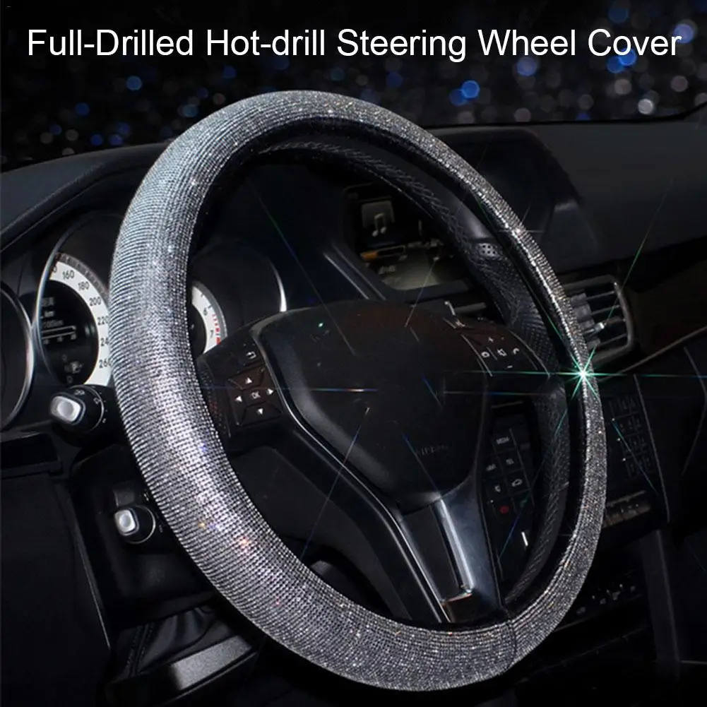 

New 2019 Car Steering Wheel Cover Hot Drilling Steering Wheel Cover Fashion Crystal Rhinestone Steering Wheel Cover Four Season