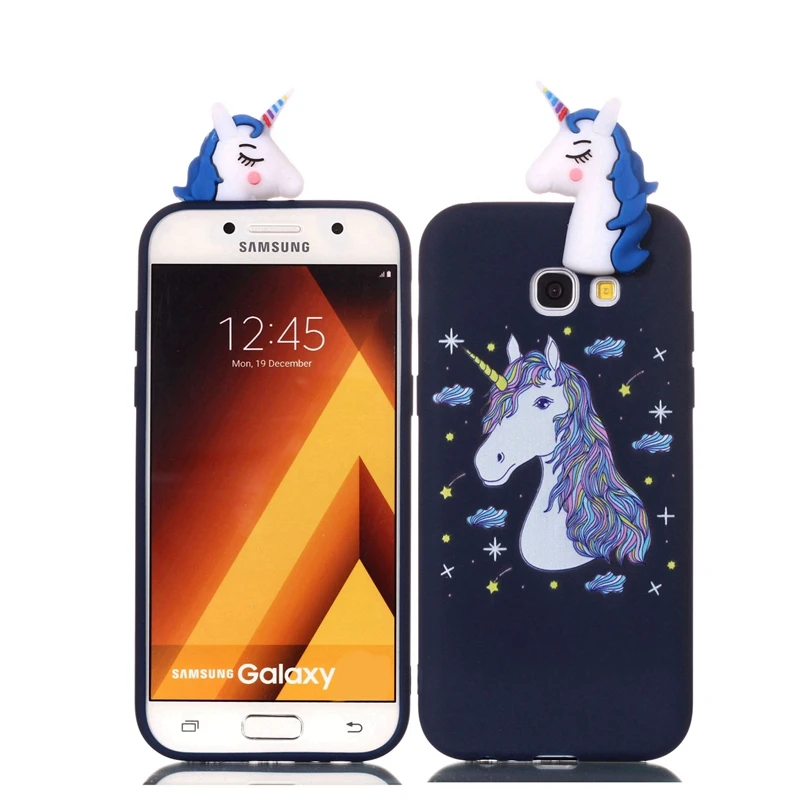 Etui для samsung Galaxy A5 чехол для телефона 3D Единорог Panda собачий силиконовый чехол на СПС Coque samsung A5 A3 случаев Caso - Цвет: Black Unicorn