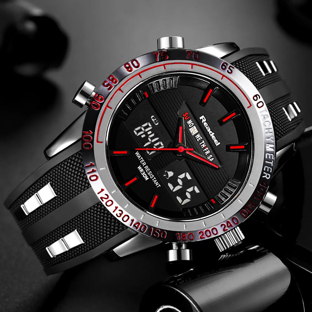 Baratos Reloj deportivo Marca Readeel reloj para hombre reloj de pulsera de lujo para hombre, reloj Digital LED impermeable para hombre, reloj masculino
