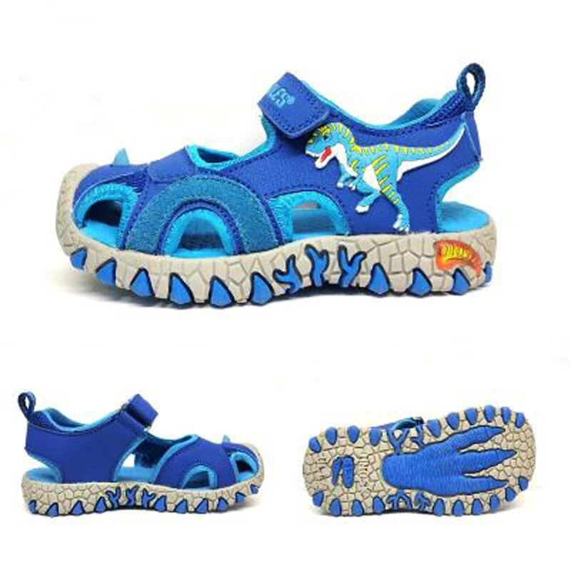 Children Rubber Closed Toe Sandals 2019 Summer Sandals Boys Fashion Kids Casual Sports Sandals 3D Dinosaur Shoe