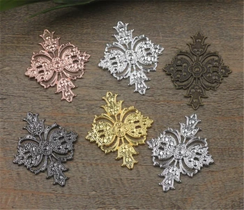 

BASEHOME 50pcs 23x30mm Vintage Hollow Flower Motif Charms Silver Plated Flower Jewelry Findings for DIYRetro Headwear Material