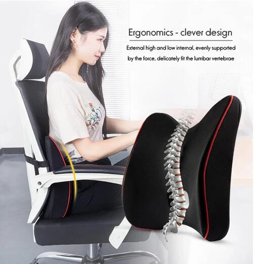 Memory Foam Lumbar Support Back Cushion Ergonomic Lumbar black For Office  chair, for car - AliExpress
