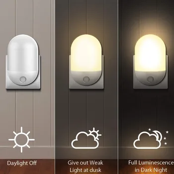 

LED Night Light Plug in Wall Lamp with Photocell Sensor for Baby Kids Children's Room Hallway Nurseries Stair EU plug 220V 1pcs