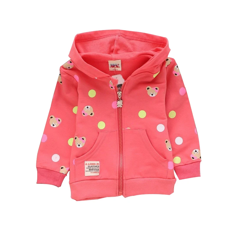 

2015 Spring&autumn kids sweater cotton long-sleeved Hooded Cartoon cute pattern girls sweatshirt 0-3 year baby jacket