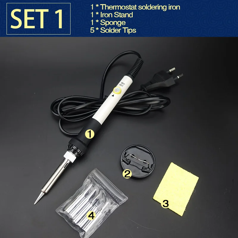 Adjustable Temperature Electric Soldering Iron 220V 60W Welding Solder Rework Station Heat Pencil 5pcs Tips Repair Tool