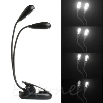 

Flexible 2Dual Arms Clip On 4LED/8LED Light for Book Reading Camping Hiking Lamp Bulb