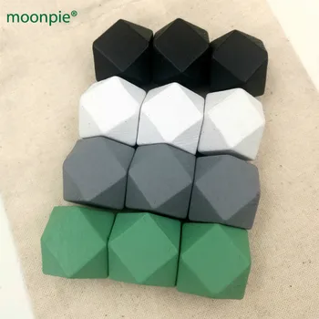

40pcs 20mm hand painted geometric natural wood bead 4 colors to choose do it yourself BLACK WHITE GREY TEAL EA177