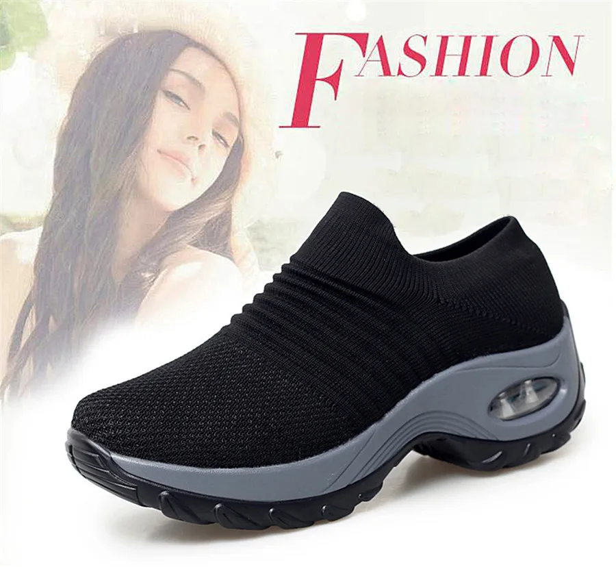 STS BRAND 2019 New Spring Women Sneakers Shoes Flat Slip On Platform Sneakers For Women Breathable Mesh Sock Travel Casual Shoes (9)