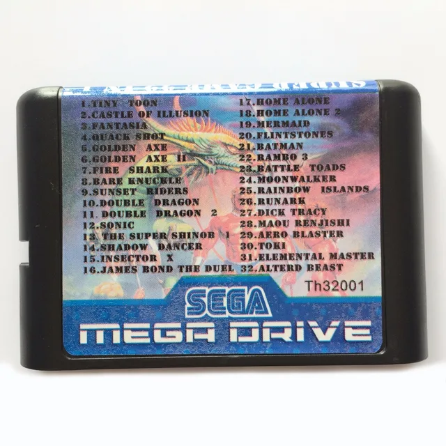 32 In 1 Multi Game Cartridge For 16 bit Sega Mega Drive / Genesis in