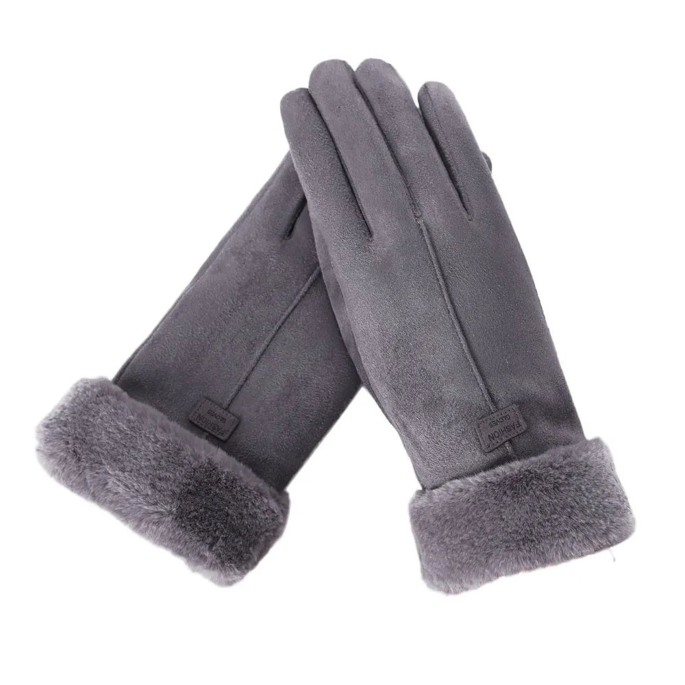 

New Fashion Women Gloves Autumn Winter Cute Furry Warm Mitts Full Finger Mittens Women Outdoor Sport Female Gloves Screen Luvas