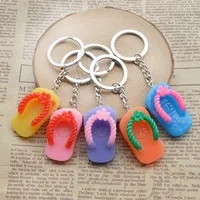 

hot sell 500pcs/lot colorful resin flip flop keychain favors wedding showers birthday party event souvenirs supplies