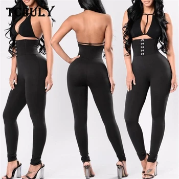 

TCJULY Streetwear Slim High Waist Leggings For Women Skinny Push Up Stretch Pencil Pants Breathable Quick Dry Flex Black Leggins