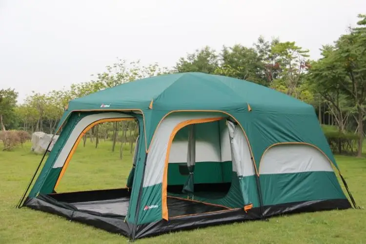 Ultralarge one hall two bedroom double layer 6-12 person use outdoor party family camping tent