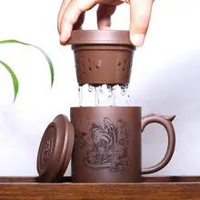 450 мл yixing руда ручной работы фиолетовая чашка Zisha кружка с чайной фильтрующая вставка хороший подарок для пожилых