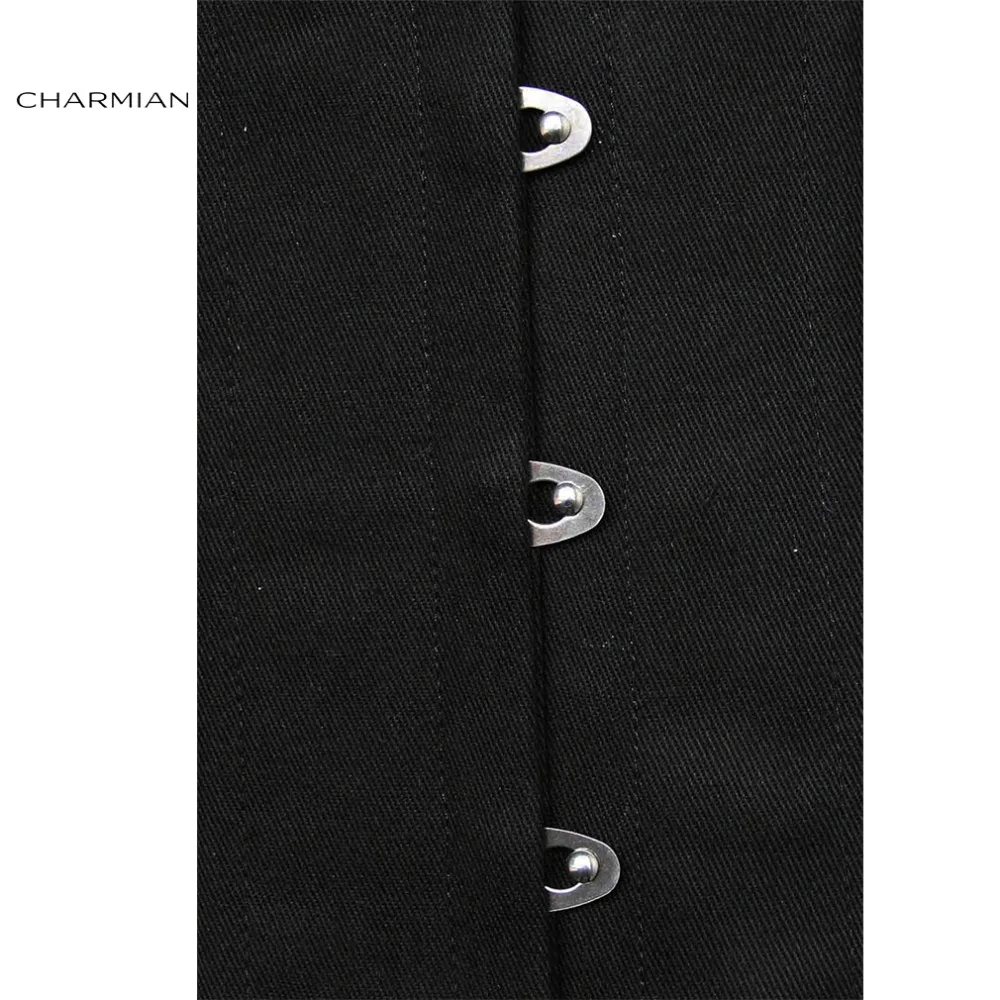 Charmian Women Corset Waist Trainer 26 Steel Boned Plus Size Long Torso Training Underbust Corset Waist Chain Steampunk Clothing