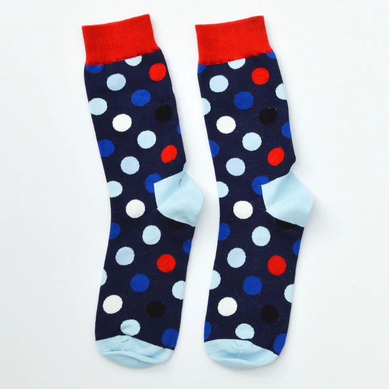 PEONFLY Новое поступление счастливые мужские носки красочные Dot дизайн чесаные хлопковые носки повседневные носки забавный подарок счастье