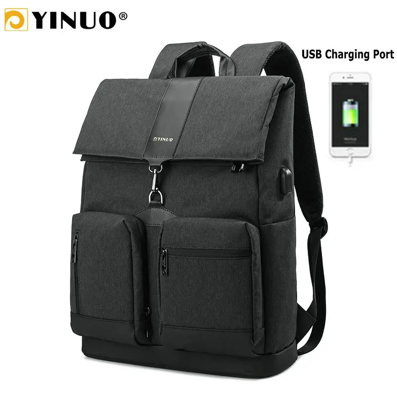 Рюкзак YINUO для ноутбука с USB зарядкой 15 6 дюйма водонепроницаемый защитой от кражи