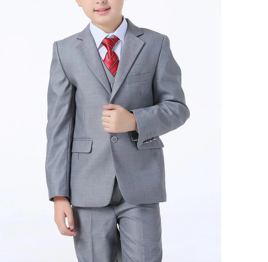 

Boy formal dresses suits flower children's wear three button wedding banquet boy lapel three-piece suit(jacket+pants+vest+tie)
