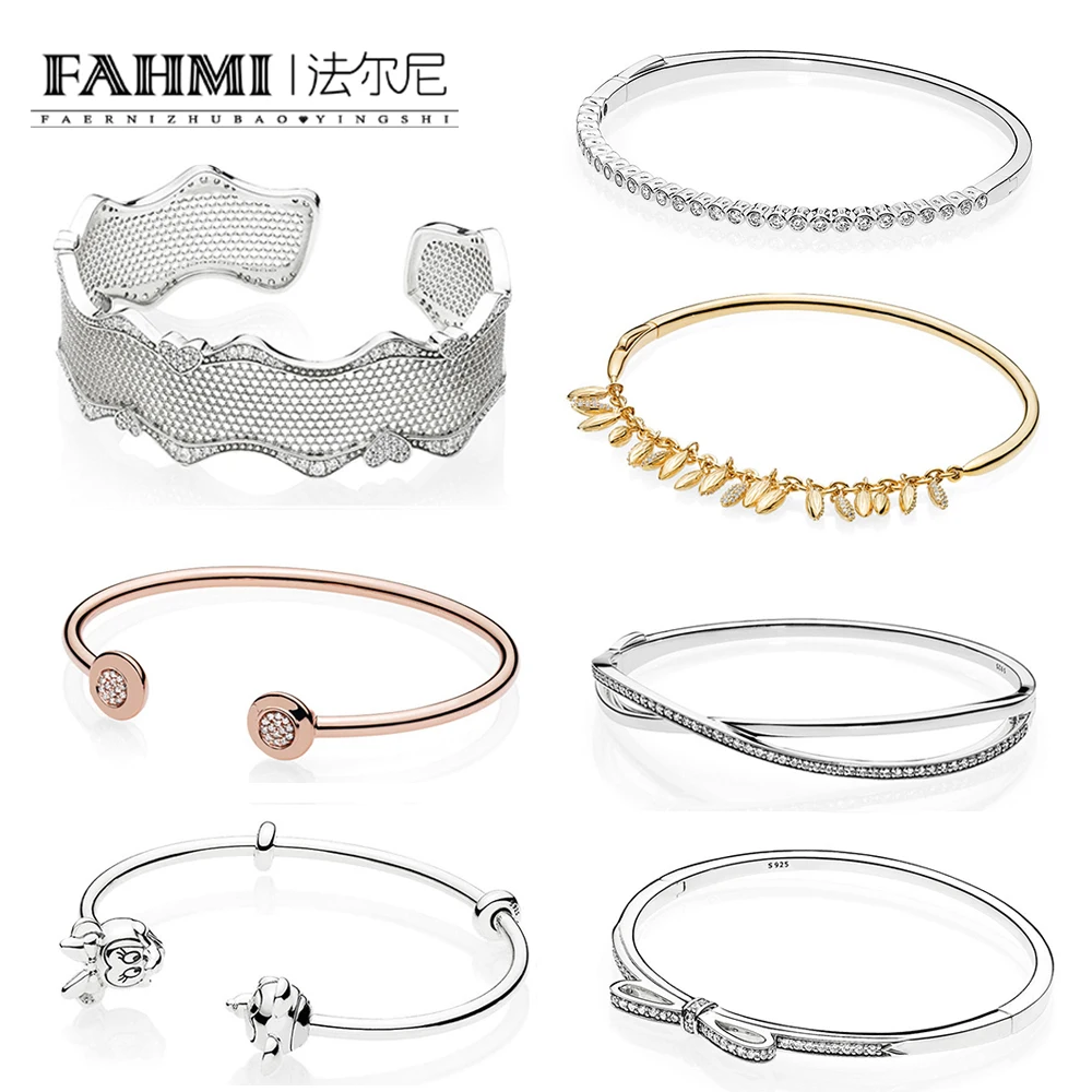 

FAHMI 100% 925 Sterling Silver SHINE FLOATING GRAINS BANGLE ROSE SIGNATURE OPEN BANGLE Sparkling Bow BANGLE LACE OF LOVE BANGLE