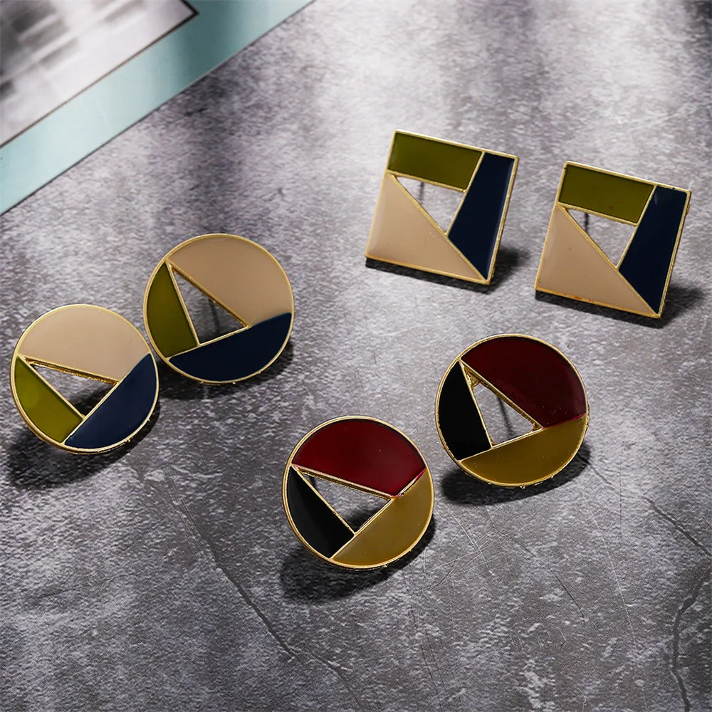 

Girlgo Luxury Mixed Colors Resin Stud Earrings For Women Fashion Jewelry Geometric Statement Earrings Elegant Girls Pendientes