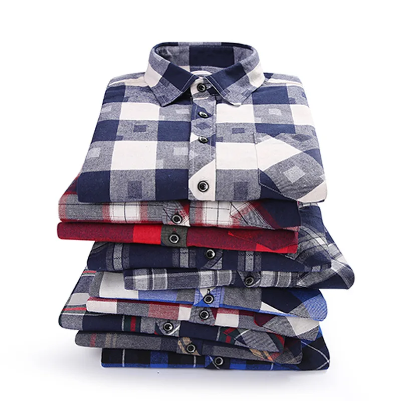 

Brand Men's Shirts 2019 Spring Autumn New Male Casual Shirts Cotton Flannel Plaid Long Sleeve Shirt High Quality Clothes Camisa