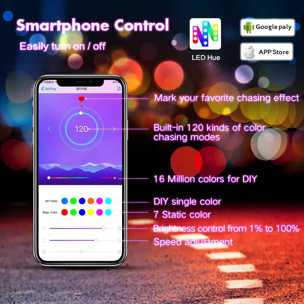 Светодиодный светильник SP110E WS2811 WS2812B ws2812 RGB RGBW APA102 WS2801 Светодиодные полосы IOS Android