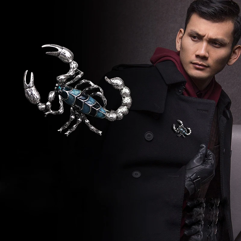 

i-Remiel Fashion New Gold Silver Enamel Scorpion Brooch Personality Temperament Corsage Lapel Pin Male Clothing Accessories Gift