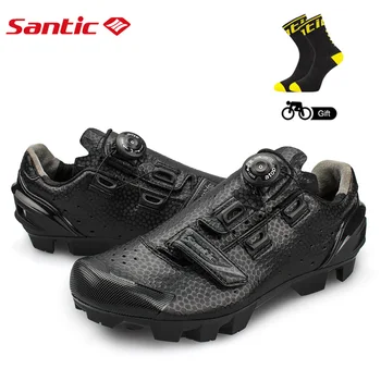 

SANTIC Men Cycling Shoes Breathable Ultralight Self-Locking Mtb Mountain Bike Sneakers Athletic PU+TPR Bicycle Shoes Ciclismo