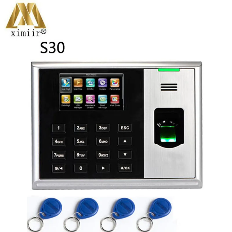 

S30 3000 user capacity fingerprint time clock optical sensor fingerprint time attendance RFID card time recorder