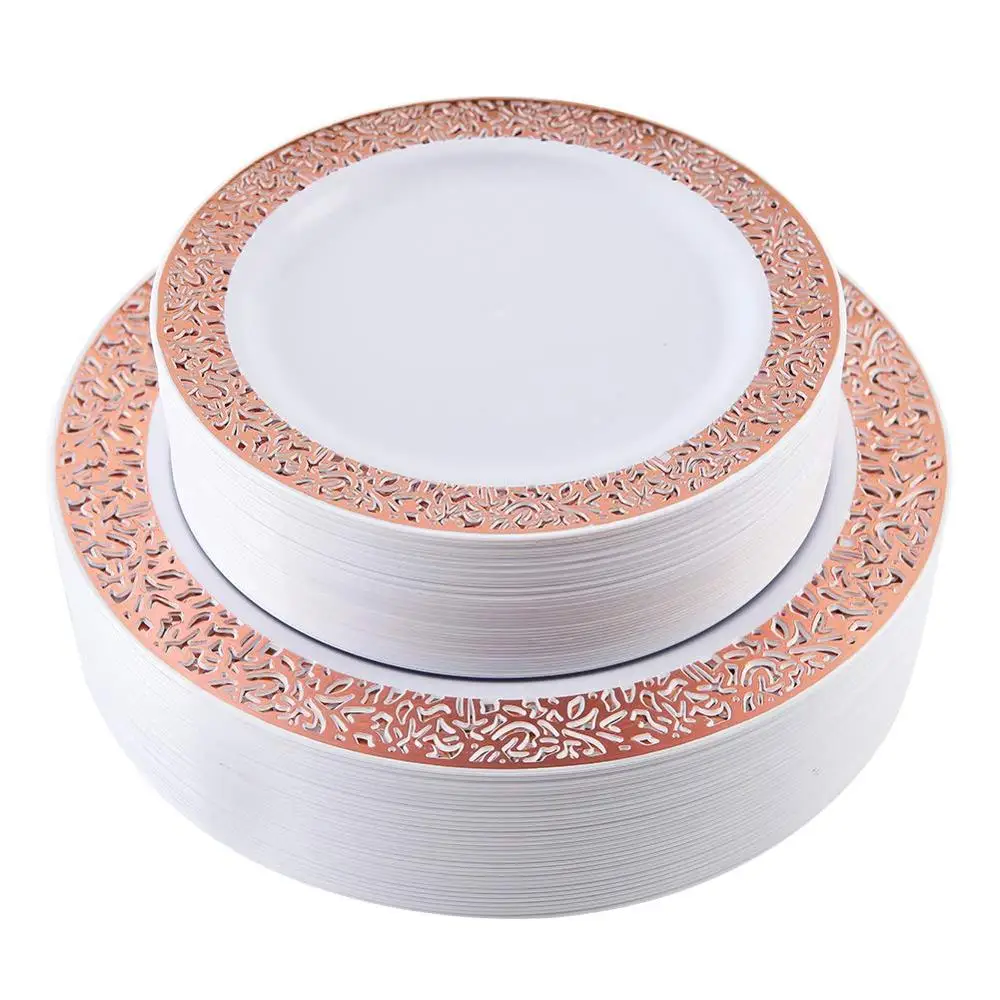 Rose gold plastic plates wholesale Clearance