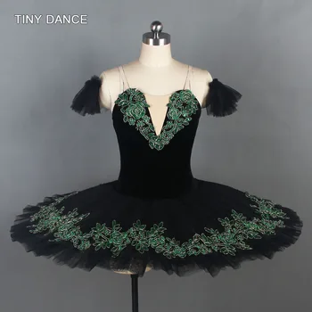 

Black/Green Pre-Professional Ballet Dance Costume Girls Ballerina Tutu Dress Velvet Bodice with Layers of Pleated Tulles BLL110