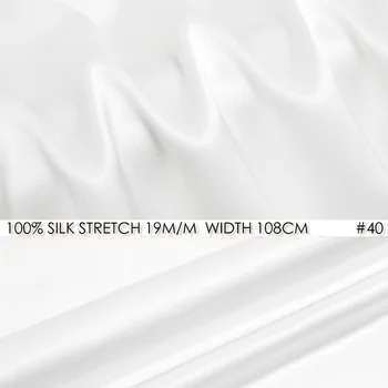 

SILK STRETCH SATIN Fabric 108cm width 19momme Natural Silk Lycra Fabric Wedding Dresses Sewing Factory Wholesale Off white NO 40