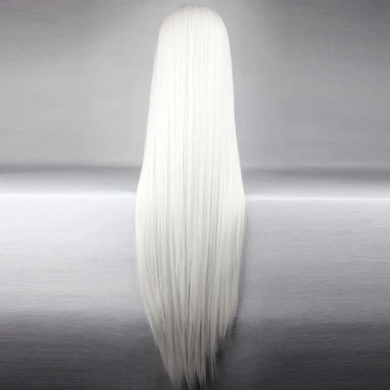 Tu estilo 3 colores 100 cm de largo recto Cosplay pelucas para mujeres blanco rosa plata gris sintético de alta temperatura fibra