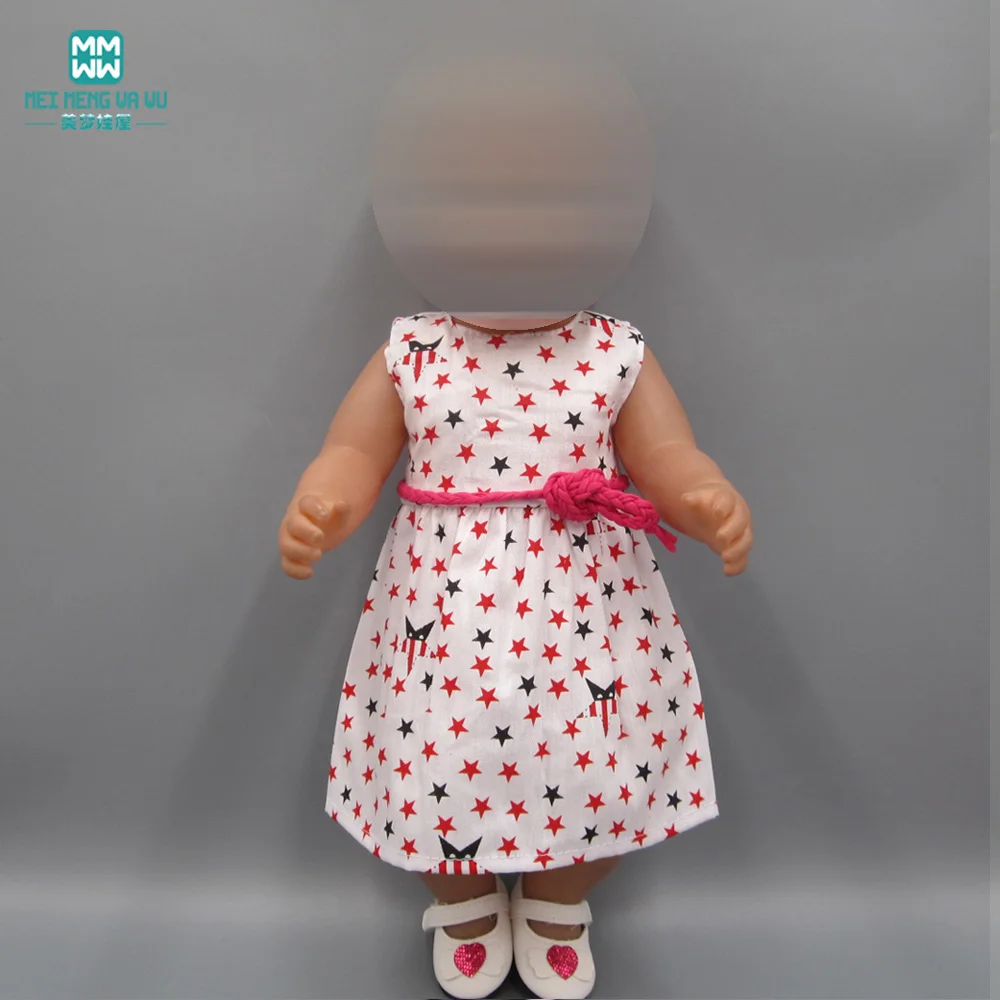 

Doll clothes for 43cm baby toy new born doll accessories fashion casual five-pointed star belt dress