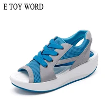 E TOY WORD 2019 Fashion summer womens sandals Casual Mesh Breathable Shoes Women wedges Sandals Lace up Platform Sandalias цена E TOY WORD 2019 Fashion summer womens sandals Casual Mesh Breathable Shoes Women wedges Sandals Lace up Platform Sandalias цены онлайн