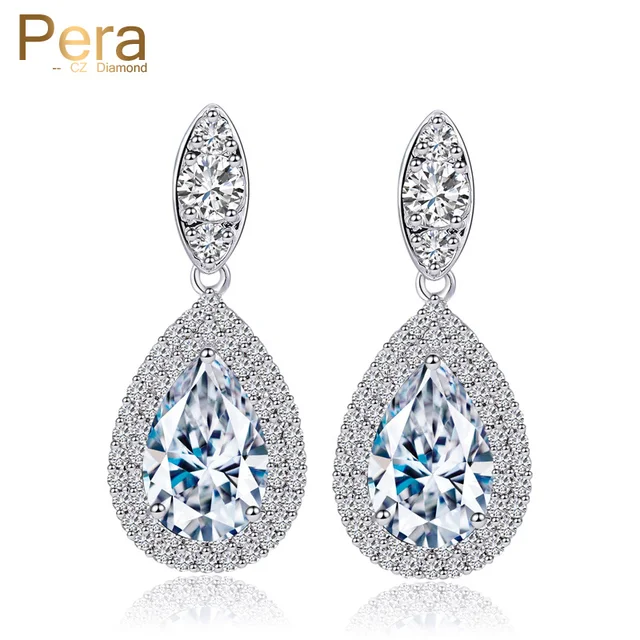 Pera Dubai Women Wedding Costume Jewelry White Gold Color Cubic Pera Dubai Women Wedding Costume Jewelry White Gold Color Cubic Zirconia Crystal Tear Drop Clic