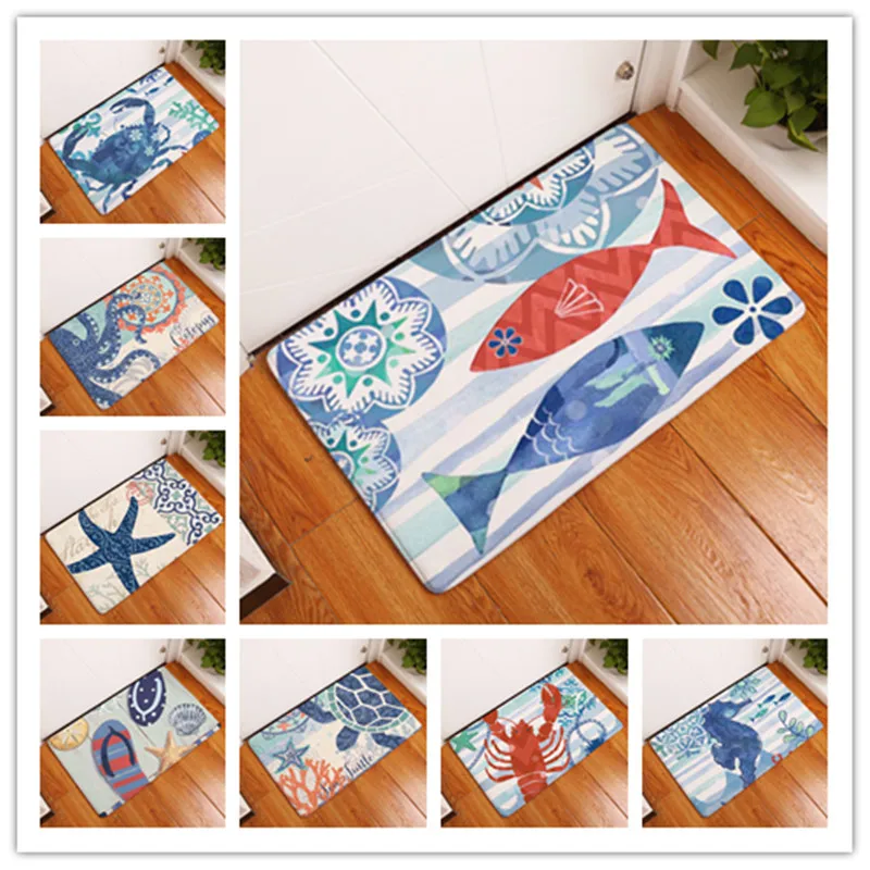 New Anti-Slip Carpets Marine life Print Mats Bathroom Floor Kitchen
Rugs 40x60or50x80cm