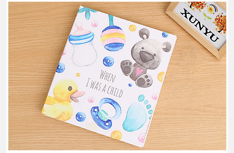 Leather cover baby infant children growth record DIY photo album 12 inch 18 inch this newborn paste type family photo album