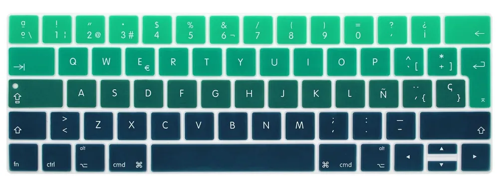 Градиентный чехол с испанской силиконовой клавиатурой для нового MacBook Pro 13 &quotA1706
