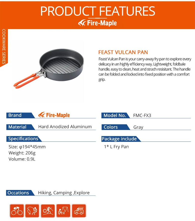 Fire Maple Frying Pan Portable Folding Camping Outdoor Cooker (4)