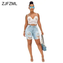Повседневные джинсовые шорты, рваные джинсы для женщин, высокая талия, рваные Короткие штаны с дырками, уличная одежда Mujer, высокие эластичные узкие брюки