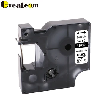 

Greateam 1pcs 18051 Dymo Rhino Heat-Shrink Tube Label Compatible for Dymo Rhino 5000 Label Maker, Black on White 6mm