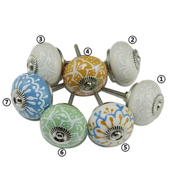 

Vintage Ceramic Knobs Flower Furniture Handles Door Handle Cupboard Drawer Kitchen Pull Knob Chinese Furniture Hardware,1PC
