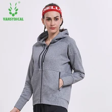 Vansydical Женская куртка с капюшоном для бега ветрозащитная спортивная куртка тренировка Бег Йога Топ Женская молния фитнес тренажерный зал спортивная одежда