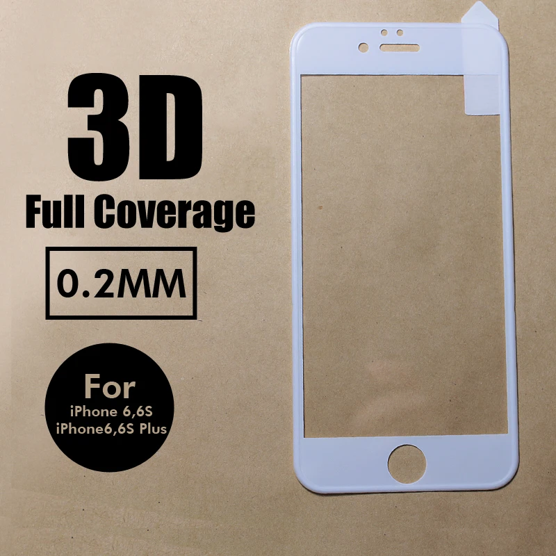 Plastic Border 3D curved tempered glass screen protector for iphone 6