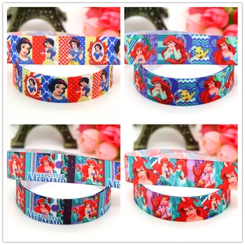 

DUWES 7/8'' Free shipping snow princess mermaid printed grosgrain ribbon hairbow headwear party decoration 22mm OEM D611